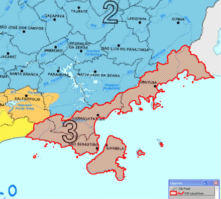 mapa cartográfico da região compreendida pelos municípios desta regional