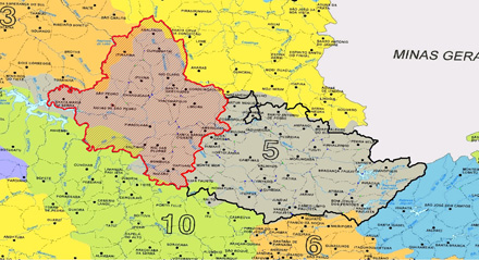 mapa cartográfico da região compreendida pelos municípios desta regional